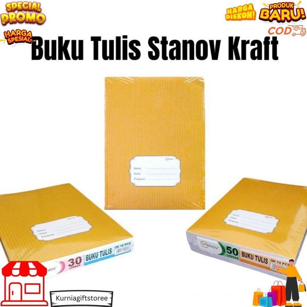 

Buku Tulis Kwarto Stanov 50Lembar Kraft / Coklat (10Pc) D Sale