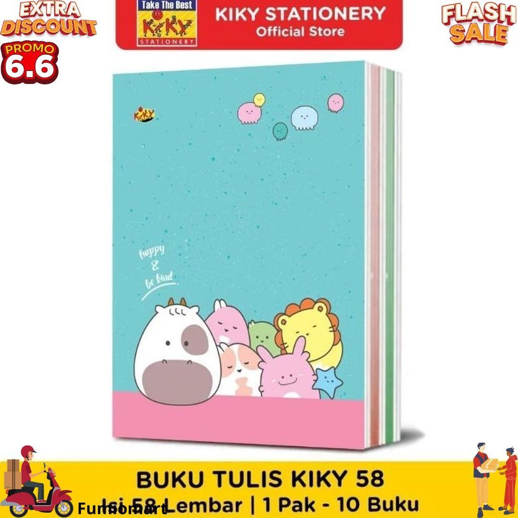 

(1Pack:10Pcs) Kiky Buku Tulis Isi 58 Lembar Termurah! Best Seller / Buku Tulis Sekolah Kiky Berkualitas Isi 58 Lembar 10 Buku / Buku Tulis Kiky Warna Isi 10 Buku D Sale