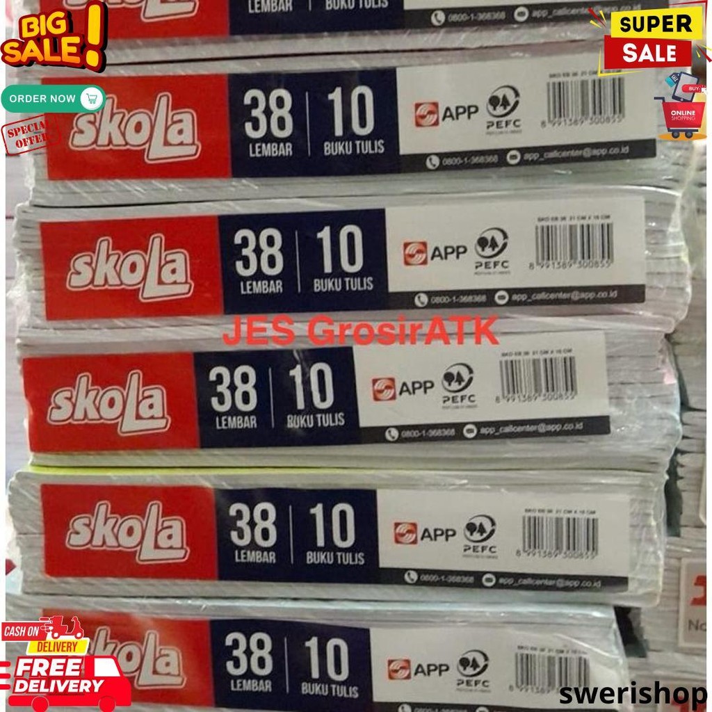 

Buku Tulis Skola 38 Lembar (1 Pak Isi 10 Buku) D Promo 4.4
