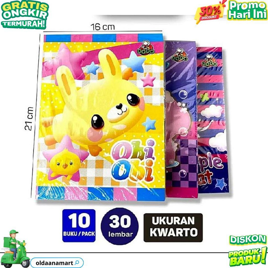 

(Pack) Buku Tulis Dodo 30 Lembar / Buku Tulis Murah / Buku Tulis Dodo 38 / Buku Tulis Dodo 58 D Promo 4.4