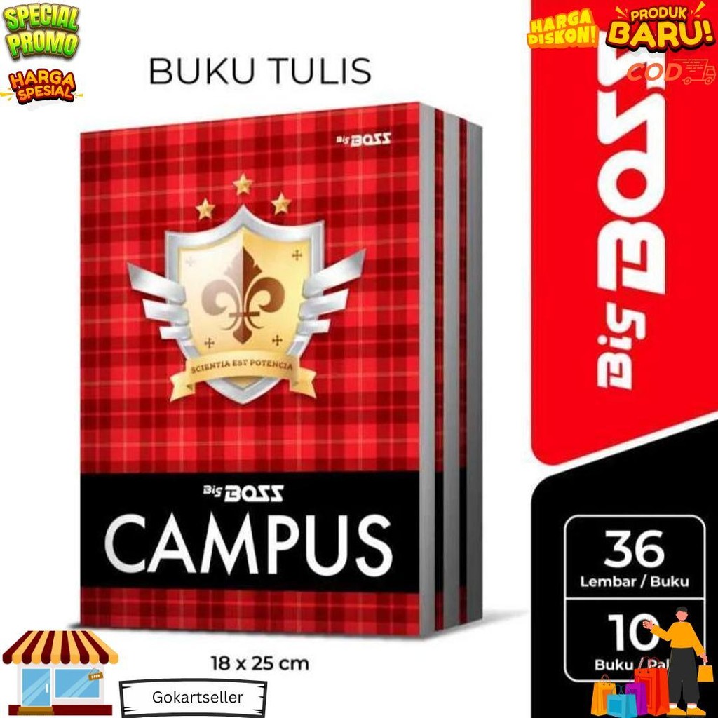 

(1Pak Isi 10Pcs)Big Boss Buku Tulis 36 Lembar / Buku Tulis Big Boss 36 Lembar 1 Pak Isi 10 Buku D Terlaris