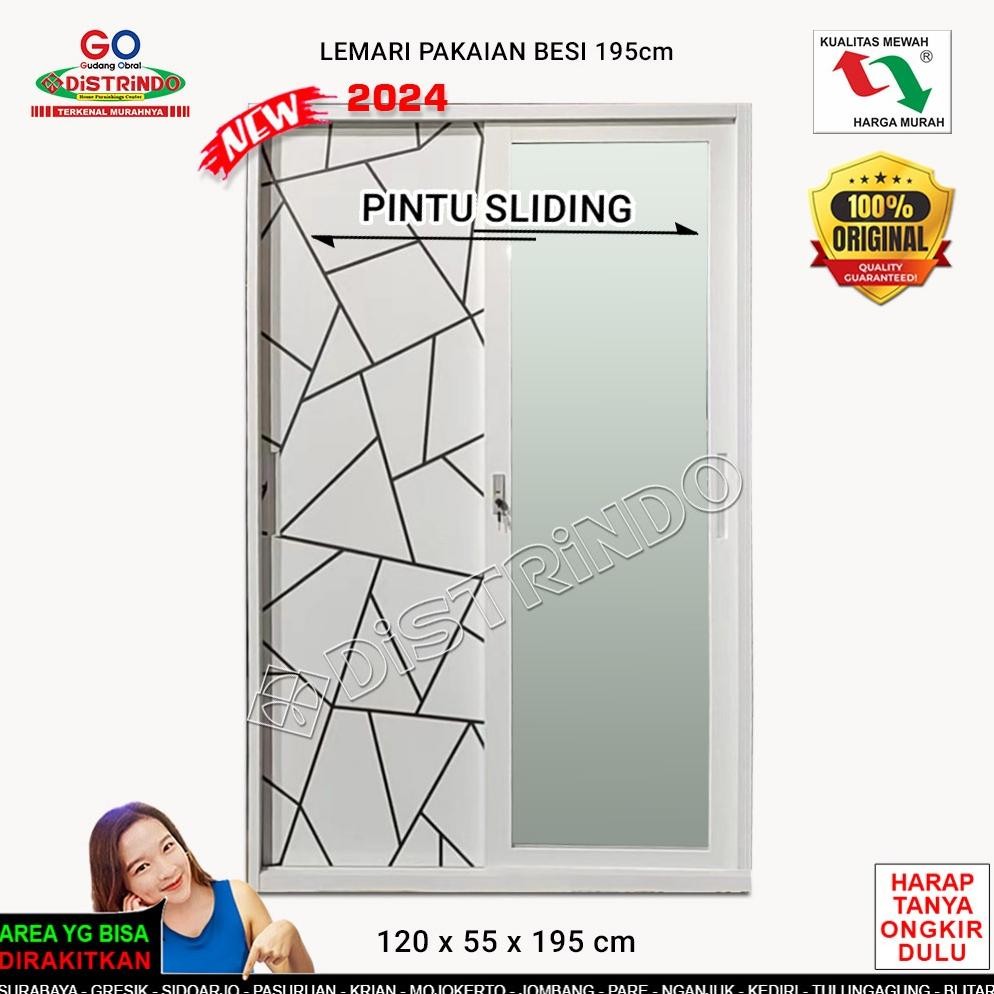 Lemari Pakaian Besi Sliding/ Pintu Geser Cermin Panjang + Brankas Saxon 120 MWDSL