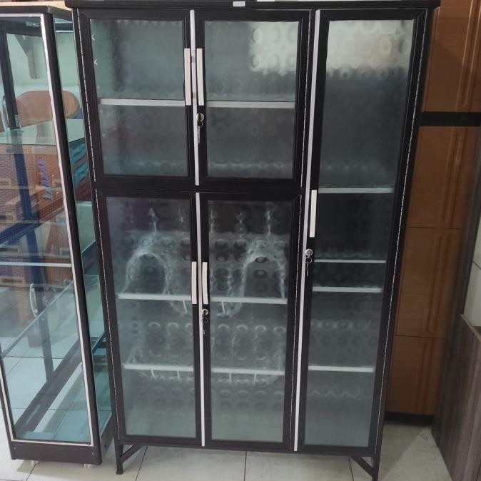 lemari dapur rak piring aluminium 3 pintu
