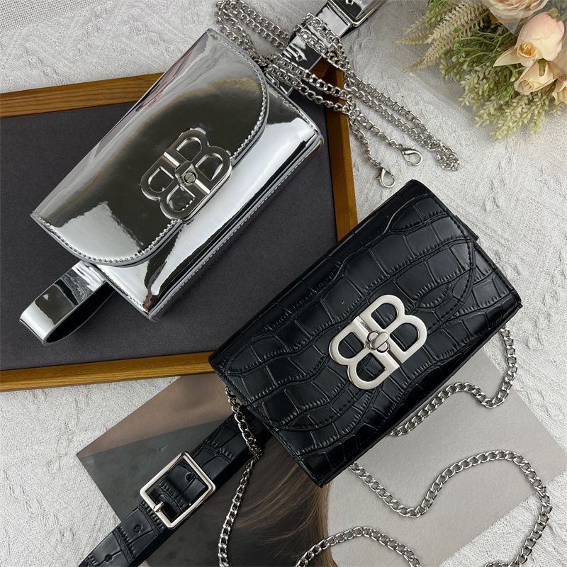 Tas Pinggang Kecil Wanita, Kantung Pinggang Dekorasi Kotak-kotak Kelas Atas