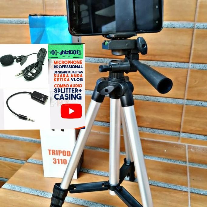 tripod kamera hp 3110 fee micrhophone Vlog dan spliter