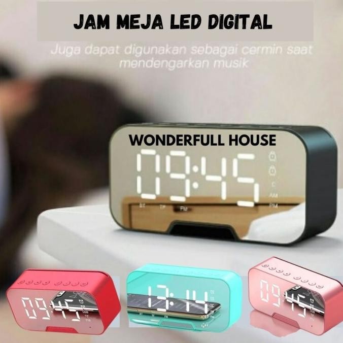 Jam Meja LED Digital Speaker Bluetooth Bass Mini Stereo Wireless Stok Terbatas