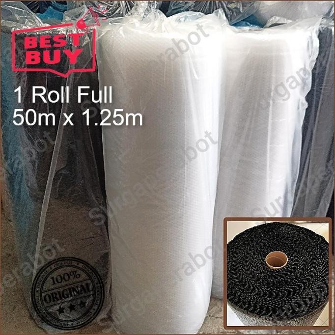 

tersedia bubble wrap 1 roll hitam bening 50m x 1.25m buble warp ekonomis
