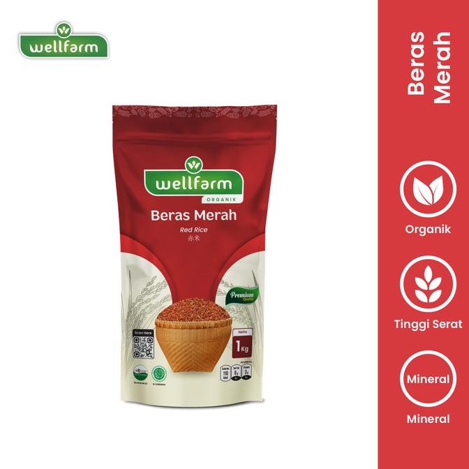 

tersedia beras merah organik 1 kg wellfarm