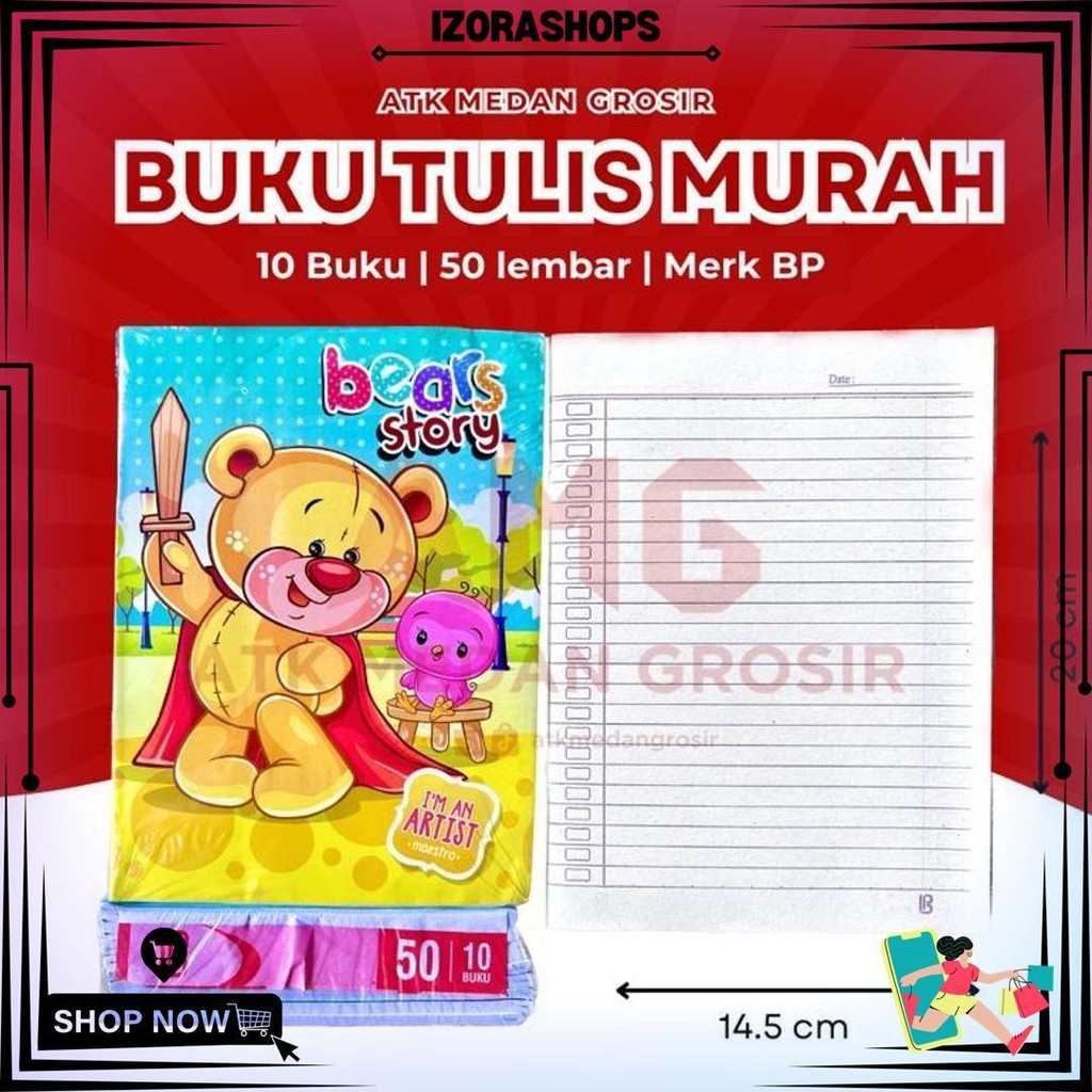 Atk Medan Grosir- Buku Tulis 50 Lembar 10 Buku D Cod