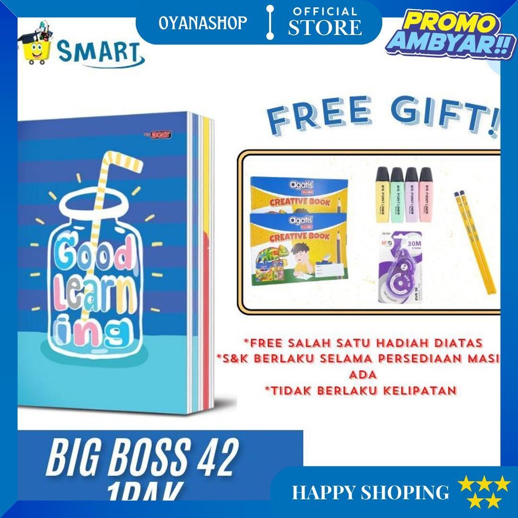 

(1Pakis6Pcs) Bigboss Buku Tulis 42 Isi 6 - Free Gift / Big Boss Buku Tulis 42 Lembar D Terlaris