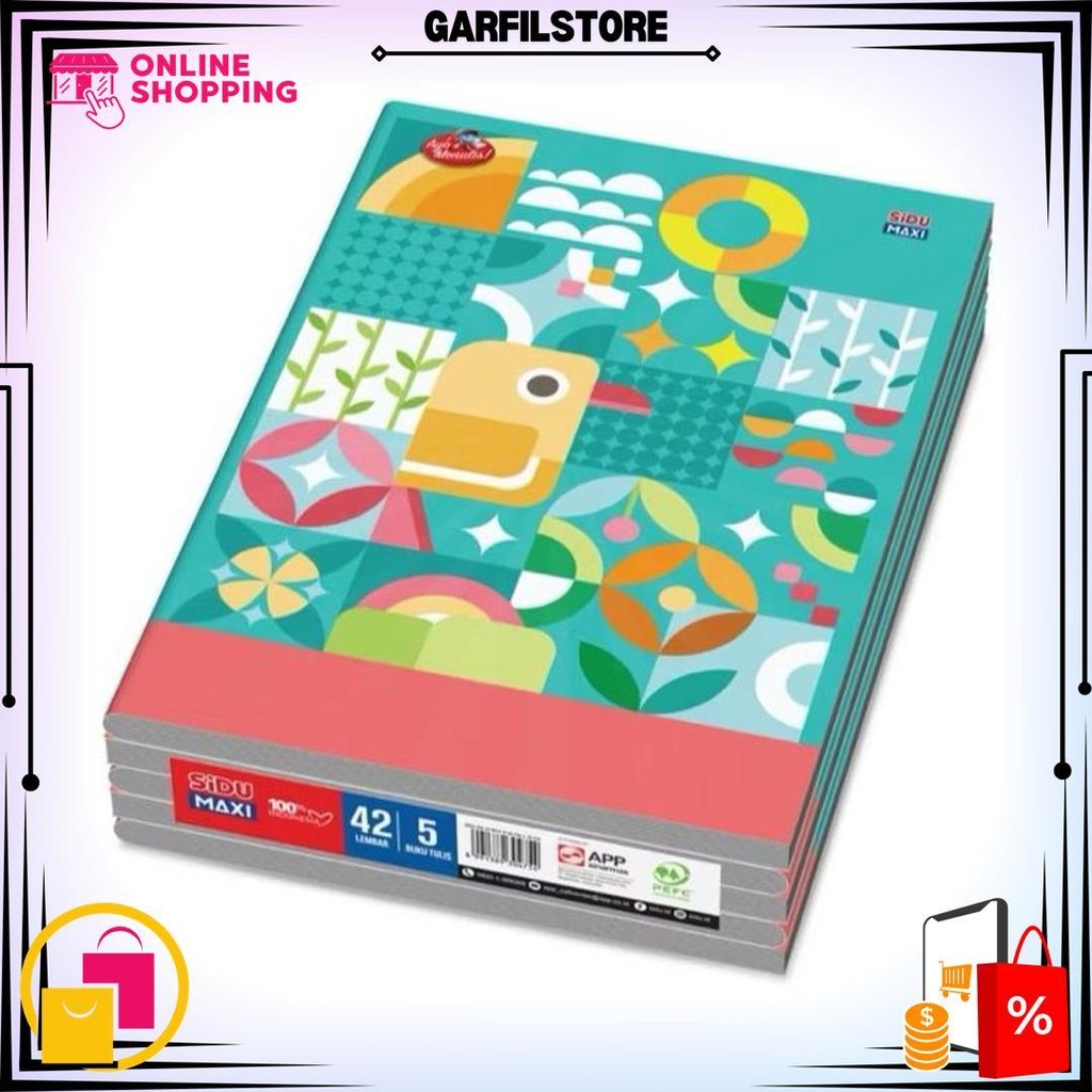 

Buku Tulis Sidu Maxi 42 Lembar (1 Pak = 5 Buku) / Buku Boxy Panjang D Terlaris
