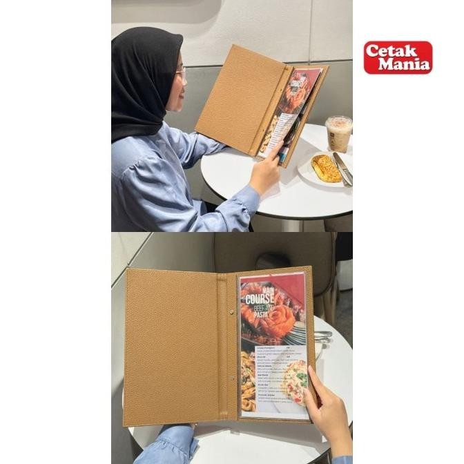 

Cetak Mania - Buku Menu Kulit Jepit Baut isi Plastik Mika 15x30cm Coklat Tua - Cafe, Coffee Shop, Restoran, Hotel LS
