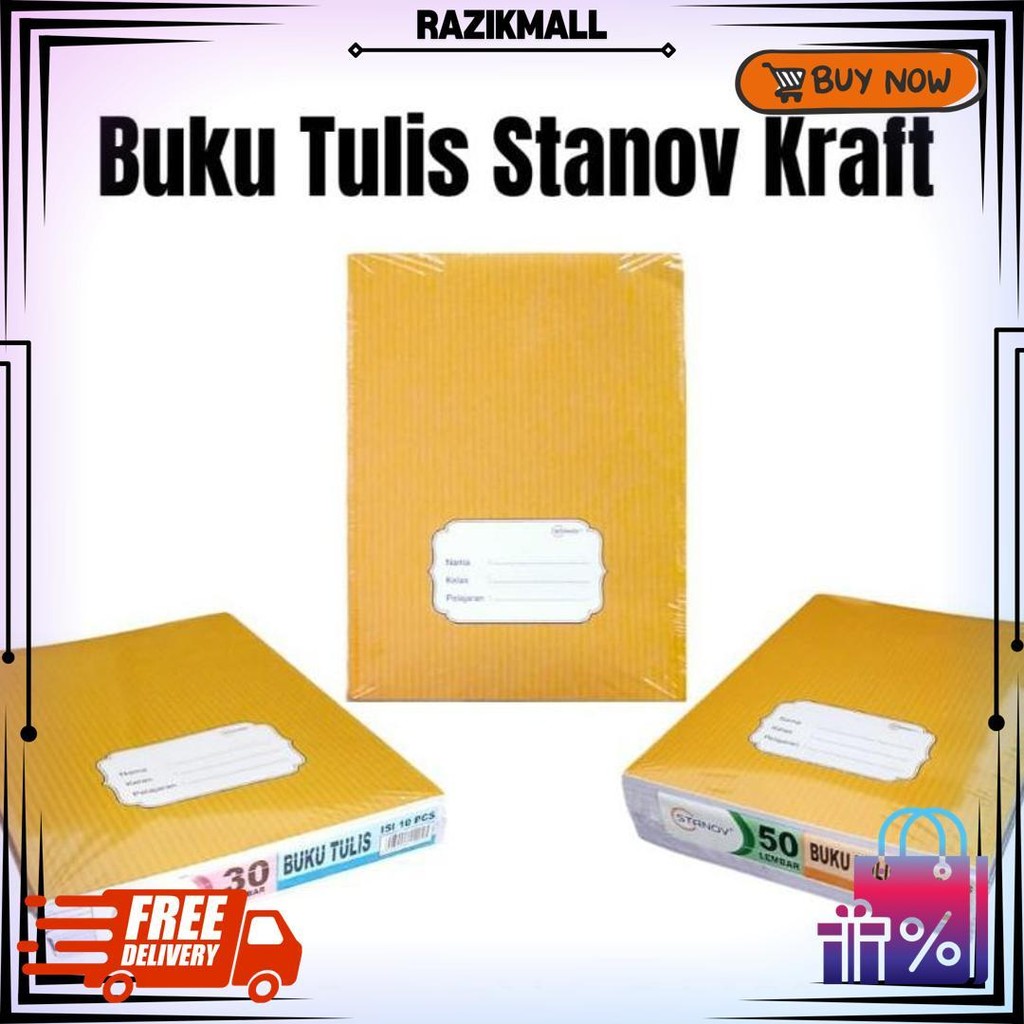 

Buku Tulis Kwarto Stanov 30Lembar Kraft / Coklat (10Pc) D Promo Puncak