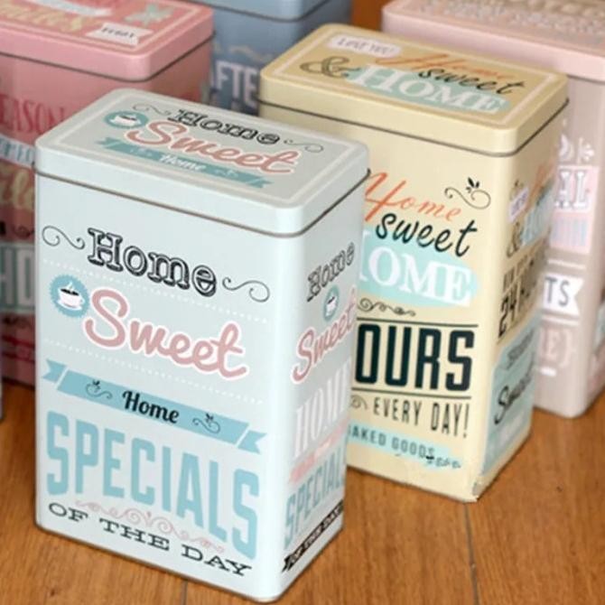 kotak kaleng vintage retro metal box serba guna tempat kopi teh gula