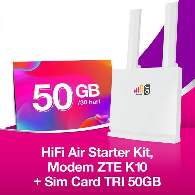 Indosat HiFi Air : Modem ZTE K10 + SIM Card TRI 50GB