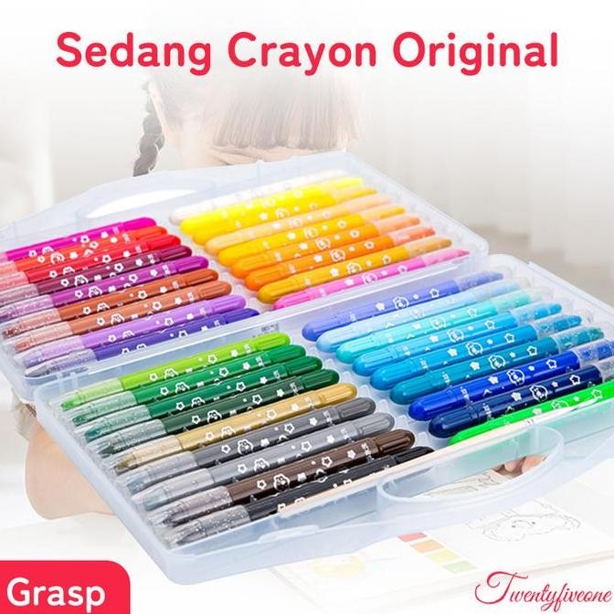 

Grasp Crayon Sedang Original 12/24/36/48 Warna Water Soluable Crayon Krayon Mewarnai Kertas Stationery