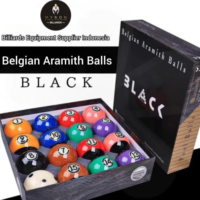 Aramith Tournament Black Tv Ball Set~Bola Billiard Aramith Black Co