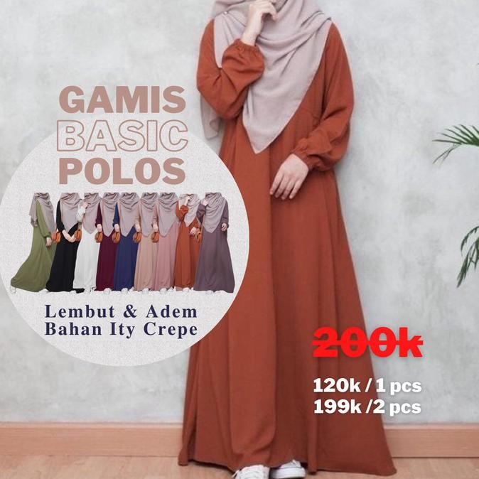 Baru Dress Simple Elegan Gamis Remaja Hitam Polos Wanita Premium Jumbo