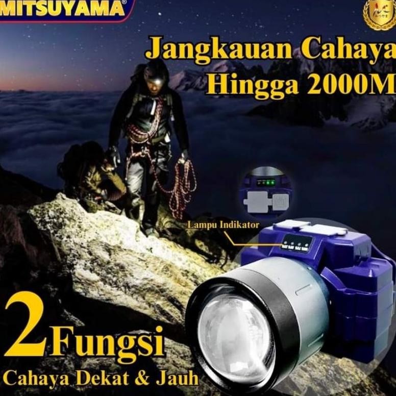 fgk-45 gh-45 Senter Kepala LED Zoom Super Terang Mitsuyama MS-244K Cahaya Kuning Hemat Berkualitas
