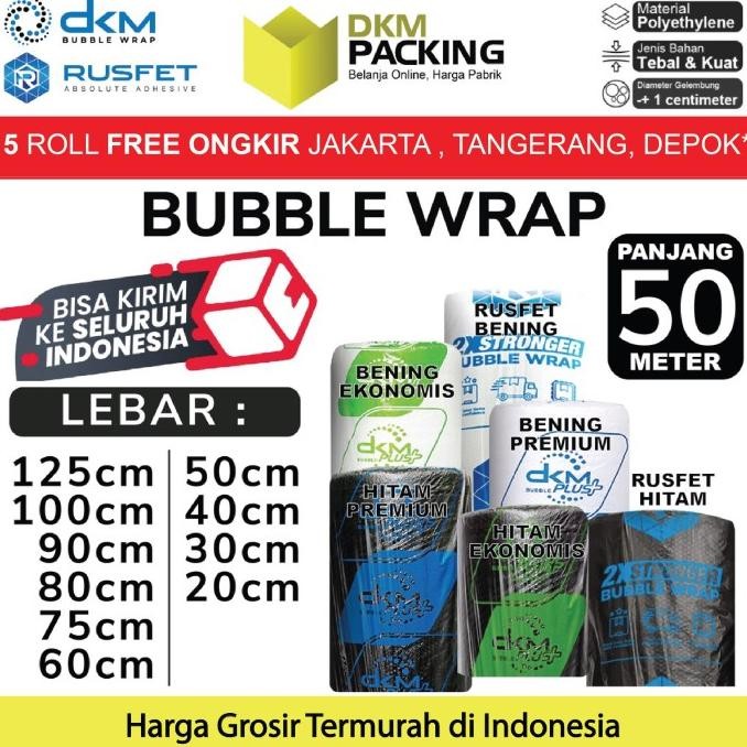 

tersedia plastik bubble wrap packing 50m rusfet dkm+ tebal bubblewrap roll