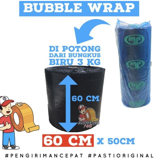 

tersedia bubble wrap hitam muliapack 60cm x 50m bungkus biru