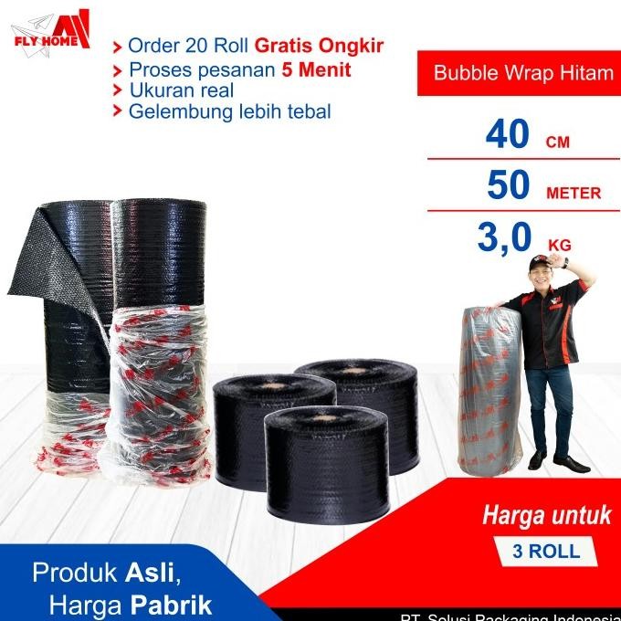 

tersedia flyhome bubble wrap potongan 40cm hitam 3kg 3 roll hitam 40x50meter