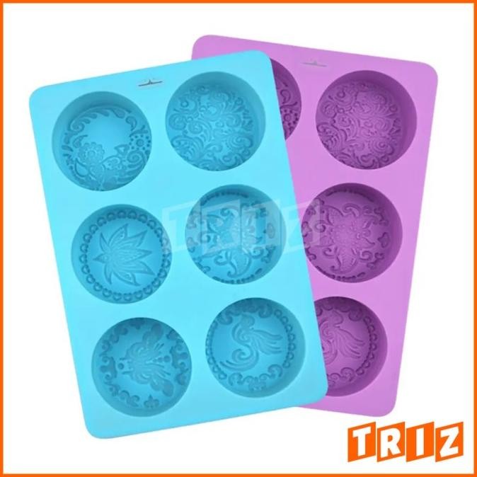 SIAP KIRIM CETAKAN SILIKON KUE LILIN SABUN BATANG DEKORATIF LINGKARAN BULAT, SILICONE MOLD CAKE WAX 
