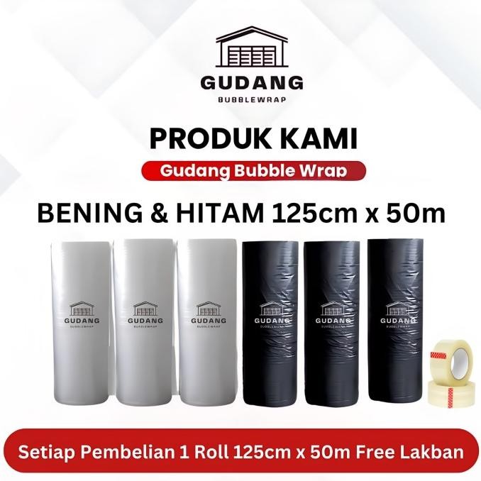 

tersedia bubble wrap 3kg 1roll 125 x 50meter hitam putih instant