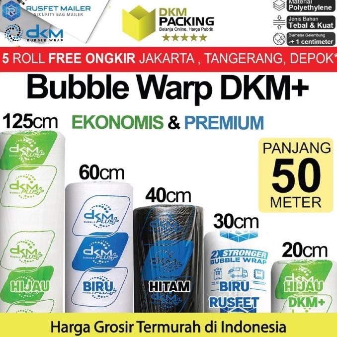 

tersedia plastik bubble wrap 50meter bubblewrap dkm plus premium ekonomis roll