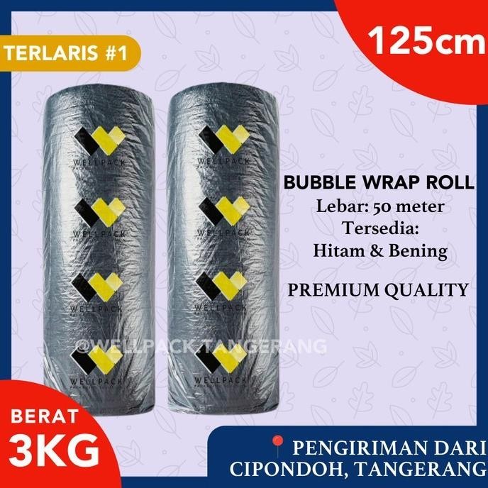 

tersedia bubble wrap roll 125cm x 50m hitam - premium 3kg