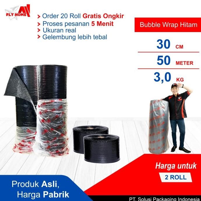 

tersedia flyhome bubble wrap hitam 3kg potongan 30cm 2 roll hitam 30x50meter