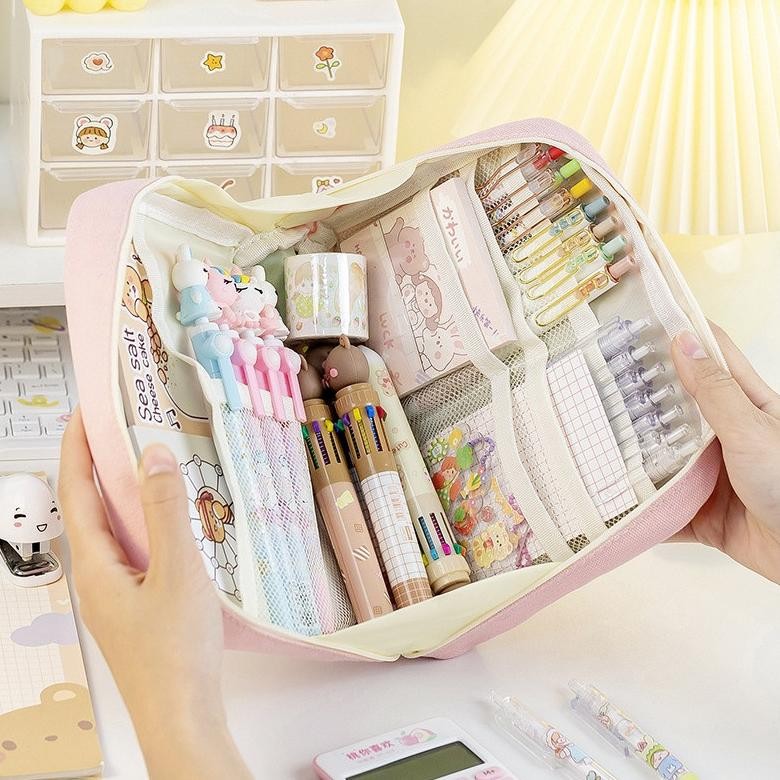 

Paling Murah!!! gha-68 Super Large Capacity Pencil Case Kawaii Canvas Pencil Box Pen Pouch Organizer for Girls Back to School Stationery Supplies Viral Berkualitas