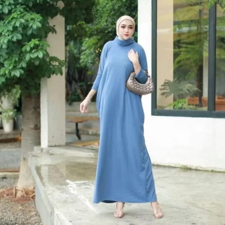 Gamis Knit Batwing Premium / Gamis Kalong Knit Wanita Premium