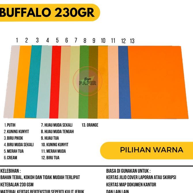 

Kertas Buffalo 230 Gsm ukuran A3 (29.7 cm x 42 cm) isi 50 lembar murah