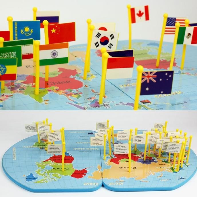 Montessori Map of The World National Flag