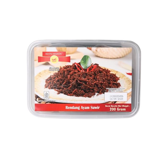 

Rendang Suir Dada Ayam Restu Mande Rendang Kemasan Vakum 200gram New