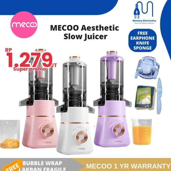 Mecoo Slow Juicer Aesthetic Juicer Buah Sehat Low Watt BIN