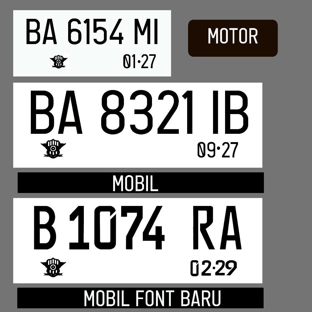STIKER CUTING HURUF & ANGKA PLAT NOMOR MOTOR/MOBIL 1 SET DEPAN & BELAKANG