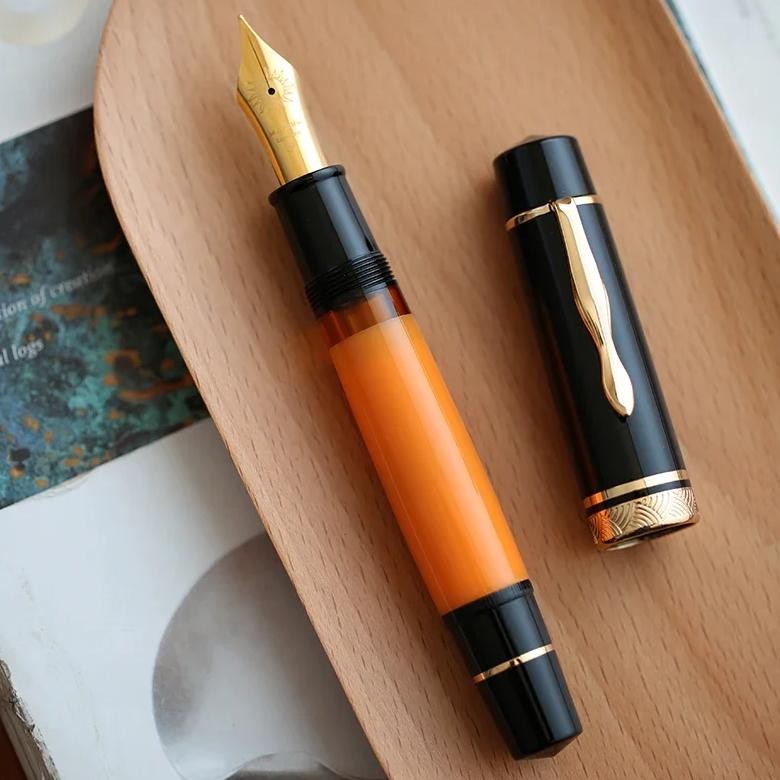 

Majohn P139 Piston Resin Fountain Pen #8 F/M Nib, All Brass Piston System Large Capacity Writing Gift Pen