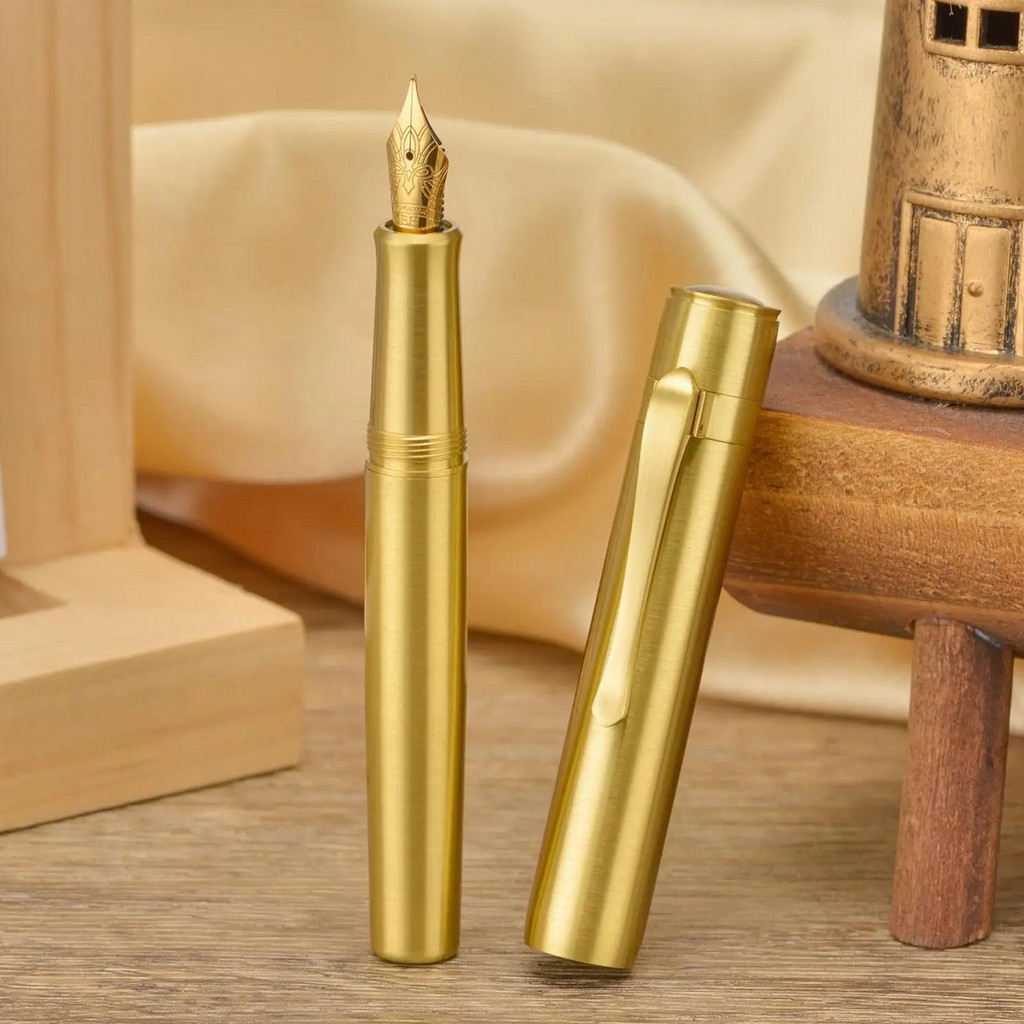 

Hongdian M2 Brass Fountain Pen Ef/F/M Nib Short Pocket Portable Writing Pen With Converter