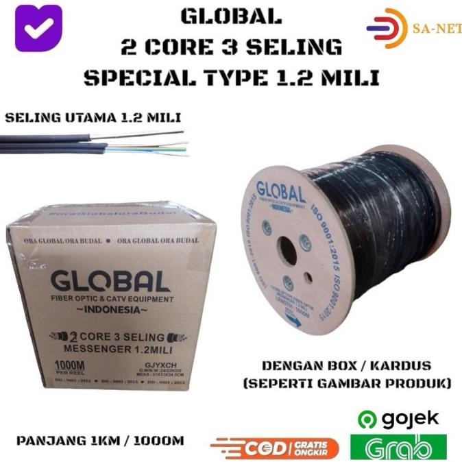 GLOBAL 2 CORE 3 SELING 1KM / 1000M - DROPCORE KABEL FO FIBER OPTIC