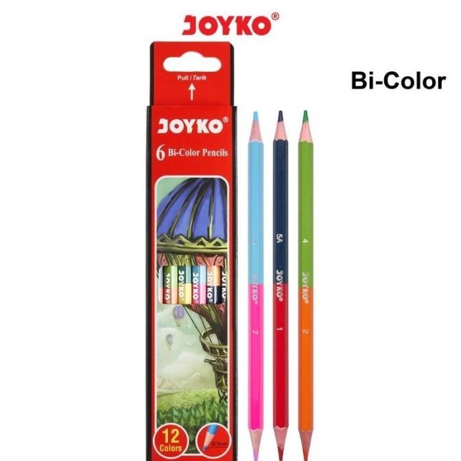 

Jy-56 Fh-46 Pensil Warna Bi-Color Joyko Cp-Bi100 / Bicolor 2 Sisi 12 Warna Dual Color Viral