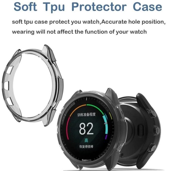 RUBBER CASE TPU SOFT BUMPER FOR GARMIN FORERUNNER 265 - FORERUNNER 265S - FORERUNNER 255 WATCH PROTE