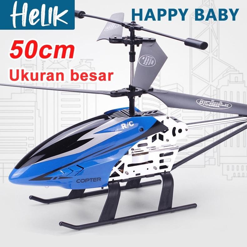 TERLARIS Helikopter Remote Control Besar 50cm Bahan Paduan Helikopter RC dengan Gyro Mainan Luar Tah