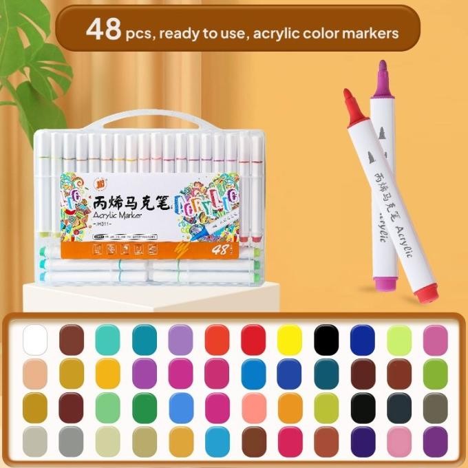 

Ready Colorful Graffiti Acrylic Marker Box Set 48pcs - Spidol Warna Permanen
