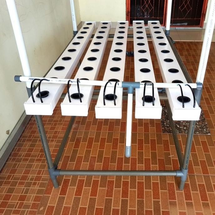 Gully talang kotak hidroponik aquaponik lengkap dgn tutup & netpot murah