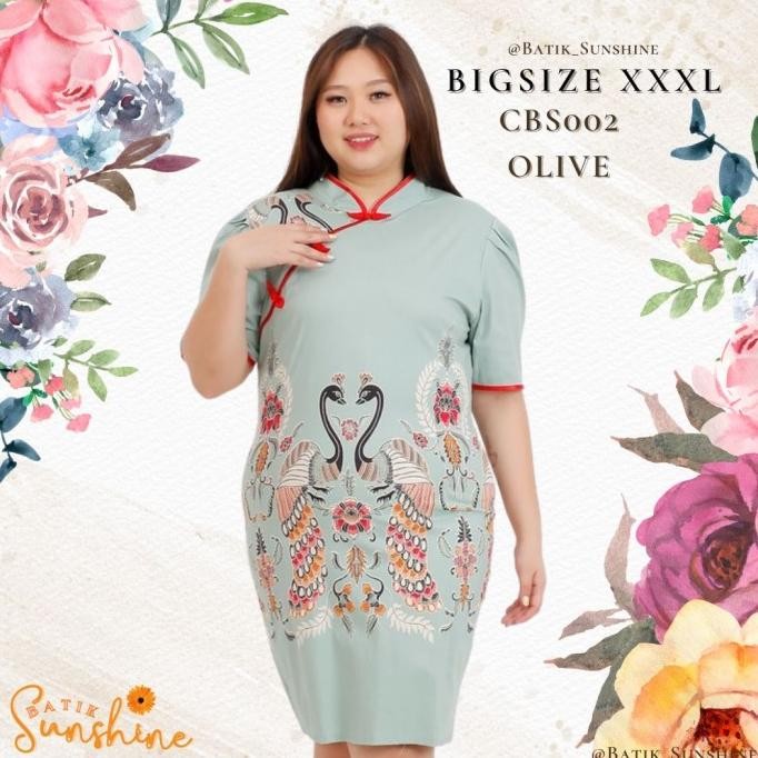 Promo Cheongsam Sangjit Dress Batik Wanita size XXXL/Jumbo/Big Size CBS002(1