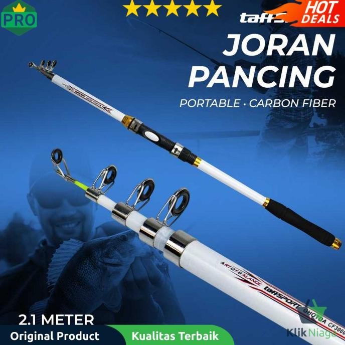 Ready Tongkat Joran Pancing Antena Portable Carbon Fiber - GHOTDA CF3000 Ori