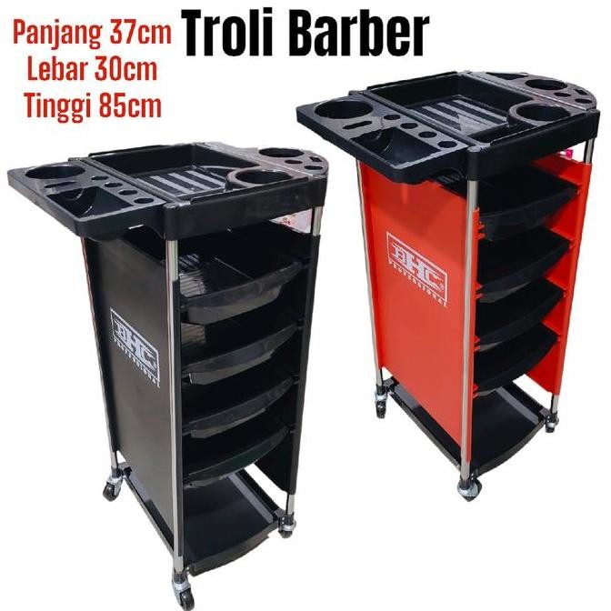 TERBARU - BHC Troli Barber Shop 5 Susun Merah Trolley Barber Salon Pangkas Rambut Rak Susun Rak Barb