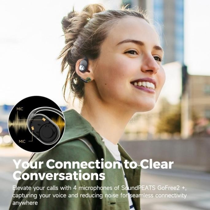 SoundPEATS GoFree 2+ GoFree 2 Plus Go Free 2+ Earbuds for Optimal Fit True Wireless Open Ear